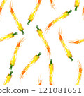 Watercolor vegetable carrot pattern, juicy fresh. Watercolor illustration 121081651