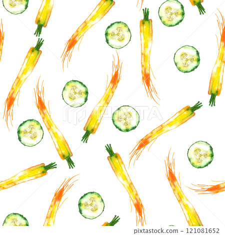 Watercolor vegetable carrot, cucumber pattern, juicy fresh. Watercolor illustration Watercolor vegetable carrot, cucumber pattern, juicy fresh. Watercolor illustration 121081652