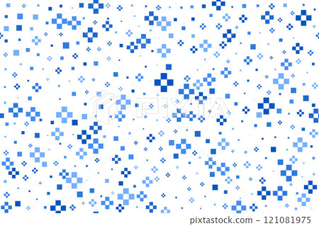 Medical pattern with abstract pluses. Vector healthcare background with blue crosses. Pixelated math symbol texture. Seamless illustration 121081975