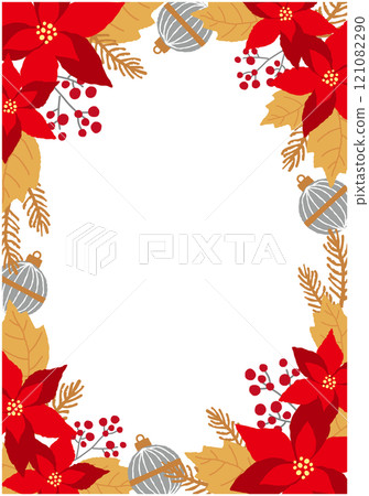 Poinsettia Christmas illustration frame background Poinsettia Christmas illustration frame background 121082290