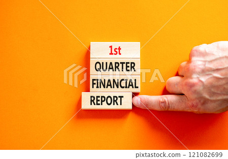 1st quarter financial report symbol. Concept words 1st quarter financial report on beautiful wooden blocks. Beautiful orange background. Business 1st quarter financial report concept. Copy space. 1st quarter financial report symbol. Concept words 1st quarter financial report on beautiful wooden blocks. Beautiful orange background. Business 1st quarter financial report concept. Copy space. 121082699