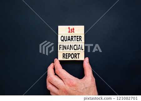 1st quarter financial report symbol. Concept words 1st quarter financial report on beautiful wooden blocks. Beautiful black background. Business 1st quarter financial report concept. Copy space. 1st quarter financial report symbol. Concept words 1st quarter financial report on beautiful wooden blocks. Beautiful black background. Business 1st quarter financial report concept. Copy space. 121082701