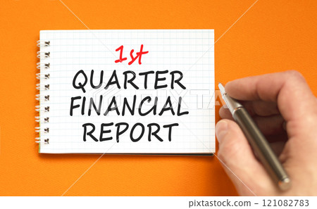 1st quarter financial report symbol. Concept words 1st quarter financial report on beautiful white note. Beautiful orange background. Business 1st quarter financial report concept. Copy space. 1st quarter financial report symbol. Concept words 1st quarter financial report on beautiful white note. Beautiful orange background. Business 1st quarter financial report concept. Copy space. 121082783