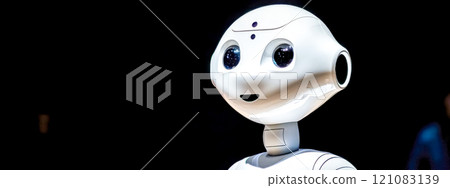 Humanoid robot showing empathy in a dark environment 121083139