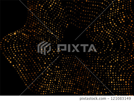 Golden minimal dotted wavy lines abstract background 121083149