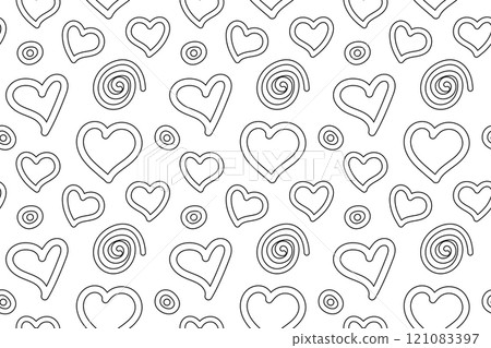 Black and White Heart and Swirl Pattern Coloring Page Black and White Heart and Swirl Pattern Coloring Page 121083397