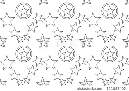 Stars and Circles Seamless Outline Pattern for Coloring 121083402