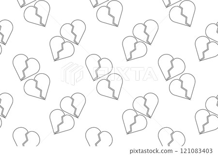 Broken Hearts Seamless Coloring Page Broken Hearts Seamless Coloring Page 121083403