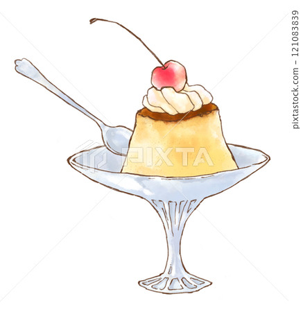 Watercolor style pudding 121083839
