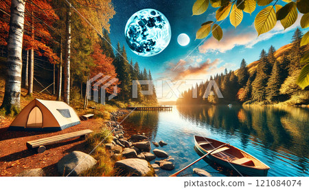 Autumn lakeside: a moment of tranquil nature Autumn lakeside: a moment of tranquil nature 121084074