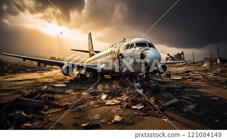 Plane crash image (AI generated image) 121084149