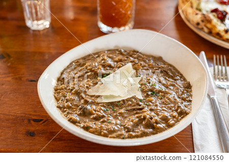 Mushroom Risotto with parmesan cheese 121084550