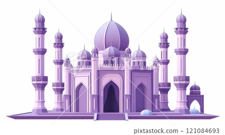 Mosque building purple Ramadan architecture muslim landmark mubarak greeting card 121084693