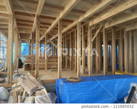 Construction of a House, Building a new house in Japan 121085032