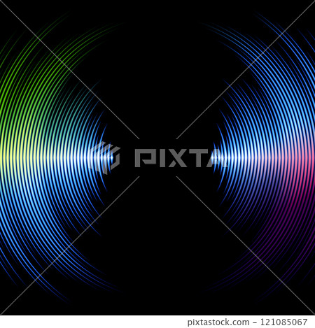 Music cover with waveform as a vinyl grooves 121085067