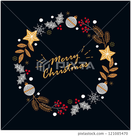 Christmas wreath illustration frame 121085470