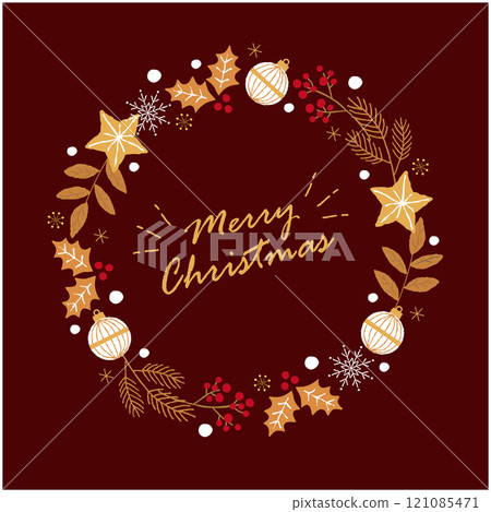 Christmas wreath illustration frame 121085471