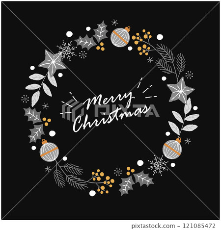 Christmas wreath illustration frame 121085472