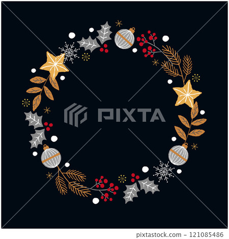 Christmas wreath illustration frame Christmas wreath illustration frame 121085486