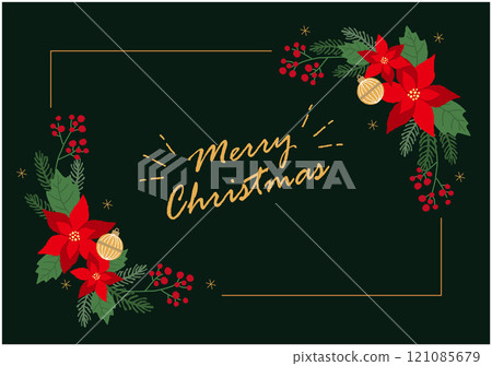 Poinsettia Christmas illustration frame background Poinsettia Christmas illustration frame background 121085679