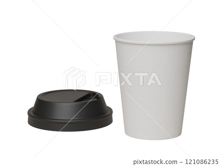 coffee cup with black lid open sleeveless 3D render mock up coffee cup with black lid open sleeveless 3D render mock up 121086235