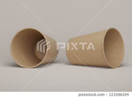 Brown paper cup lying on the floor sleeveless 3D render mock up Brown paper cup lying on the floor sleeveless 3D render mock up 121086264