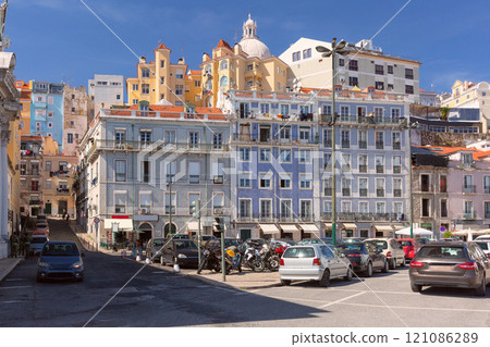 Colorful Buildings and Dome, Lisbon, Portugal Colorful Buildings and Dome, Lisbon, Portugal 121086289