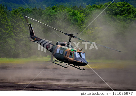 Chubu, Japan Ground Self-Defense Force, Fuji School Commemorative Event, UH-1H/J utility helicopter soaring, Oyama Town, Shizuoka Prefecture (1) 121086977