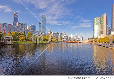 Yarra River and Melbourne skyline, blending architecture and nature in harmony Yarra River and Melbourne skyline, blending architecture and nature in harmony 121087367