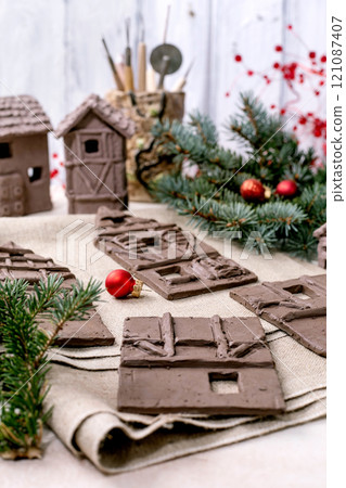 Handcrafted clay pieces DIY clay Christmas workshop 121087407