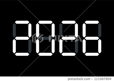 Digital New Year numbers isolated on black background 121087804