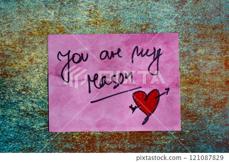 Love note on a post-it or self-adhesive paper. Love note on a post-it or self-adhesive paper. 121087829