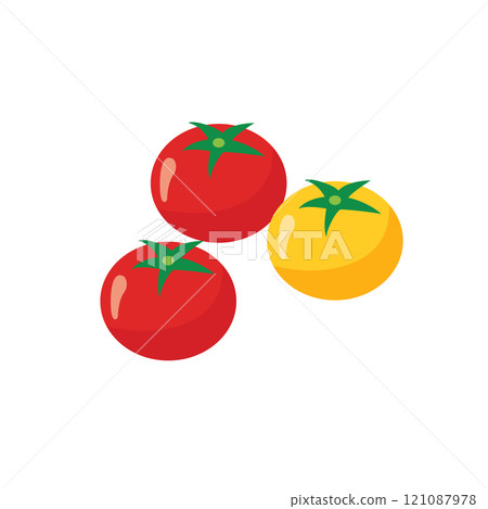 Isometric_3D cute cherry tomato illustration 121087978