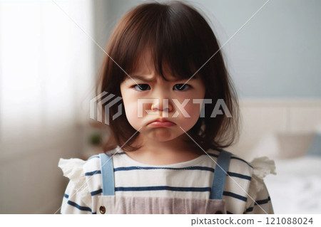 憤怒的孩子鼓起臉頰 121088024