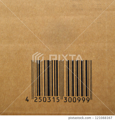 Brown and beige cardboard paper on barcodes printed Brown and beige cardboard paper on barcodes printed 121088167