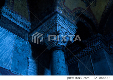 Hagia Sophia is a museum, historical basilica and mosque in Istanbul. It was built by the Byzantine Emperor Justinianus, for 532-537 in Istanbul. Photo shooting 14 june 2020 Hagia Sophia is a museum, historical basilica and mosque in Istanbul. It was built by the Byzantine Emperor Justinianus, for 532-537 in Istanbul. Photo shooting 14 june 2020 121088648