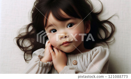 Child lying in bed 121088773