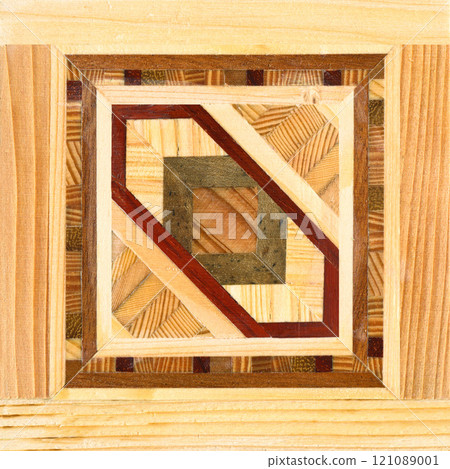 Wooden marquetry can be patterns created from the combination of wood, wooden floor, parquet, cutting board Wooden marquetry can be patterns created from the combination of wood, wooden floor, parquet, cutting board 121089001