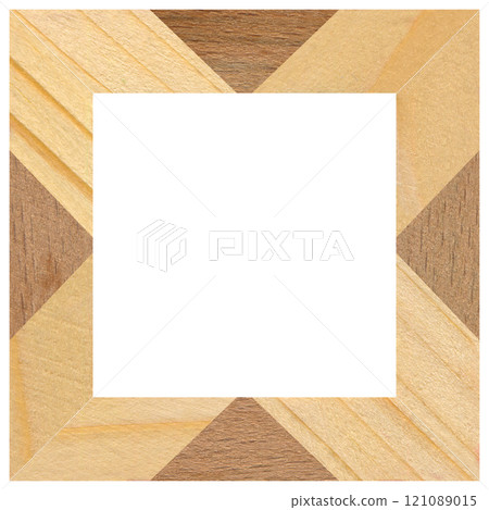 Wooden marquetry square pine walnut frame, wooden frame made of a combination of different woods 121089015
