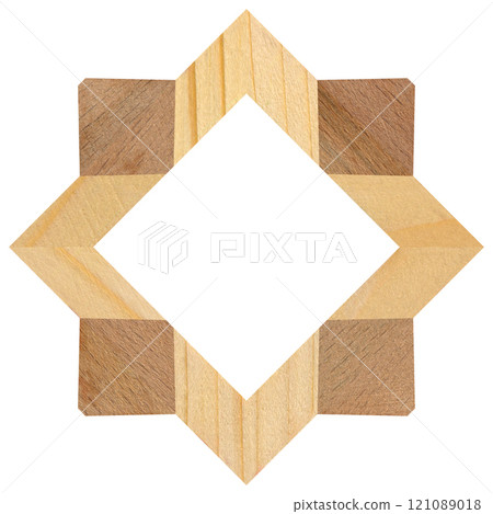 Wooden marquetry square pine walnut frame, wooden frame made of a combination of different woods 121089018