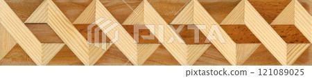 Wooden marquetry can be patterns created from the combination of wood, wooden floor, parquet, cutting board Wooden marquetry can be patterns created from the combination of wood, wooden floor, parquet, cutting board 121089025