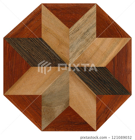 Wooden marquetry can be patterns created from the combination of wood, wooden floor, parquet, cutting board Wooden marquetry can be patterns created from the combination of wood, wooden floor, parquet, cutting board 121089032