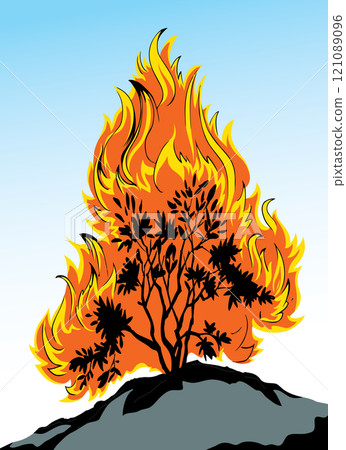 Burning bush. Vector drawing icon Burning bush. Vector drawing icon 121089096