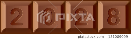 Vector sign for the celebration of the new year printed on blocks of chocolate bar 121089099