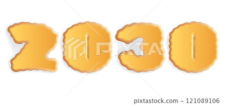 New year figures from cakes. Vector drawing New year figures from cakes. Vector drawing 121089106
