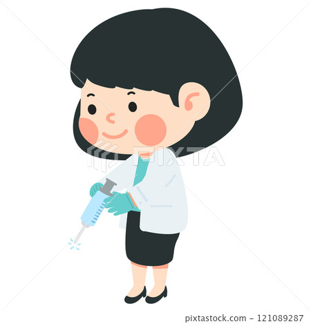 Doctor holding syringe for injection 121089287