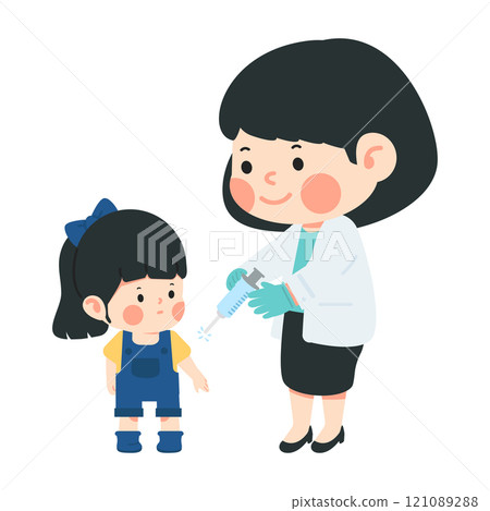 Doctor giving  vaccine to a toddler 121089288
