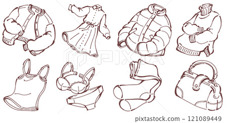 冬季時尚單品插圖集 冬季時尚單品插圖集 121089449