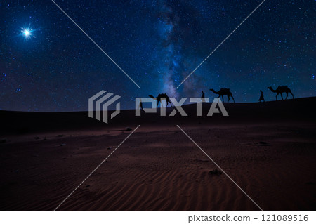 Three Wise Men, Three Kings follow Bethlehem star in the night Three Wise Men, Three Kings follow Bethlehem star in the night 121089516