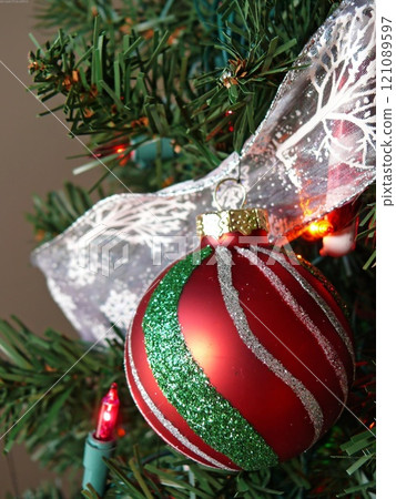 Christmas Tree with Ornaments and Lights Christmas Tree with Ornaments and Lights 121089597